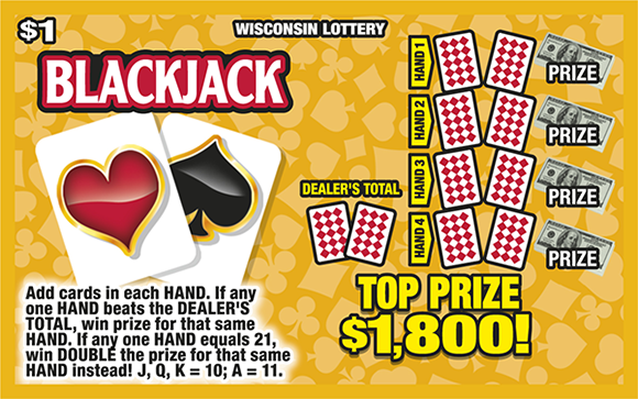 Blackjack WI Scratch Game Wisconsin Scratch Game, Blackjack ticket art.