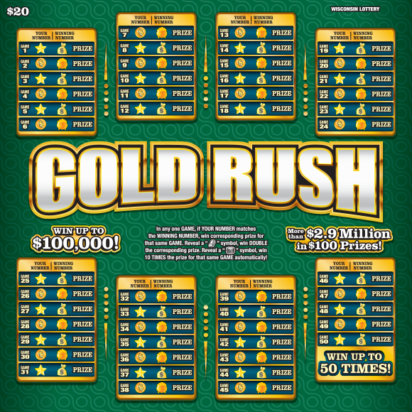 Wisconsin Scratch Game, Gold Rush ticket art.