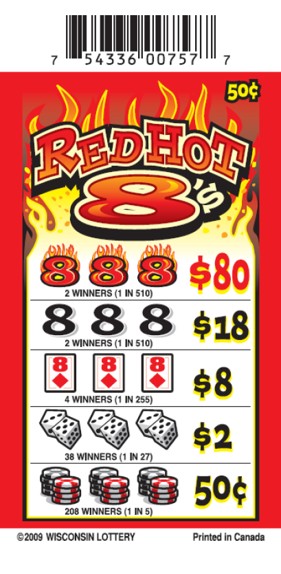Red Hot 8's WI Pull-tab Wisconsin Pull-tab, Red Hot 8's