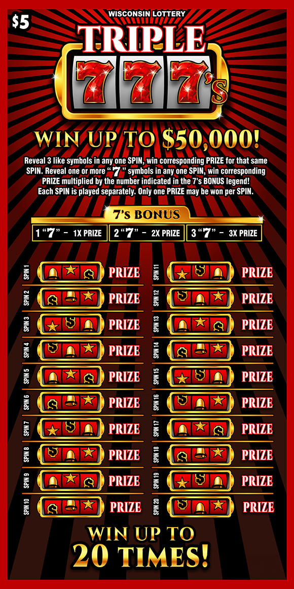 Triple 777's WI Scratch Game Wisconsin Scratch Game, Triple 777's ticket art.