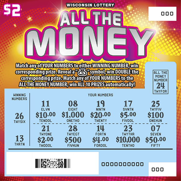 All The Money WI Scratch Game - Scratched Wisconsin Scratch Game, All The Money, scratched.