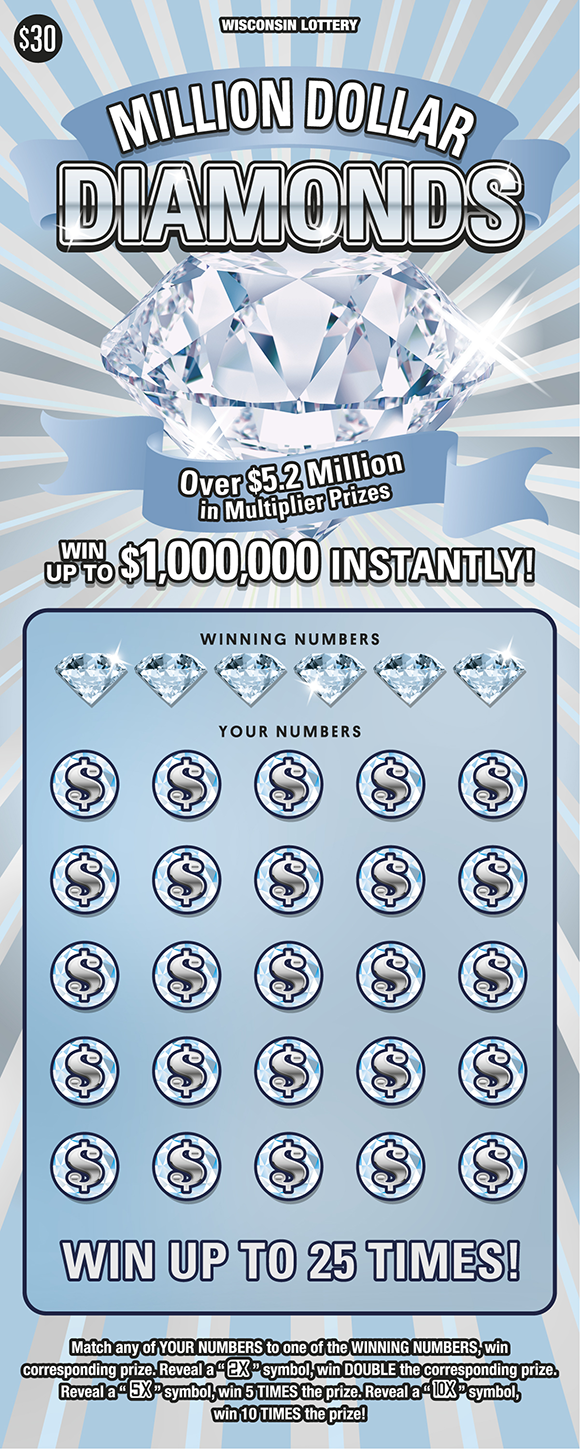 Million Dollar Diamonds WI Scratch Game Wisconsin Scratch Game, Million Dollar Diamonds.