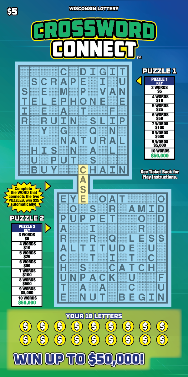 Crossword Connect WI Scratch Game Wisconsin Scratch Game, Crossword Connect.