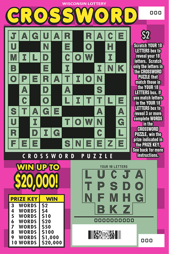 Wisconsin Scratch Game, Crossword, scratched.