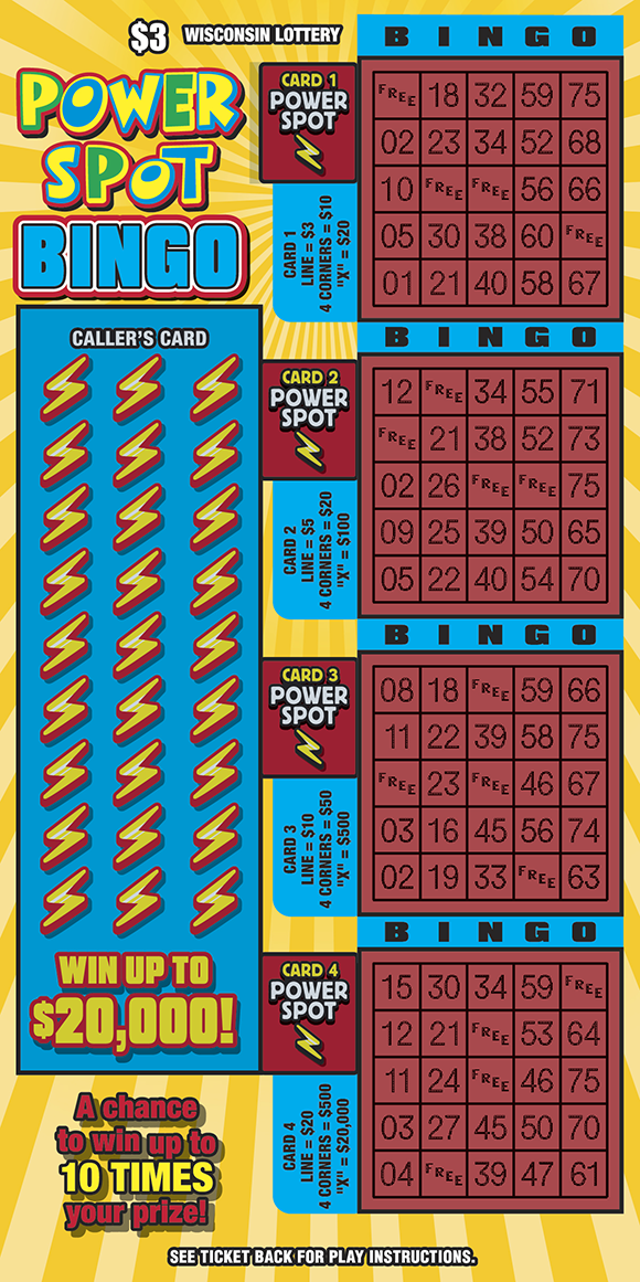 Wisconsin Scratch Game, Power Spot Bingo.