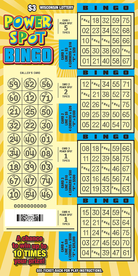 Wisconsin Scratch Game, Power Spot Bingo, scratched.