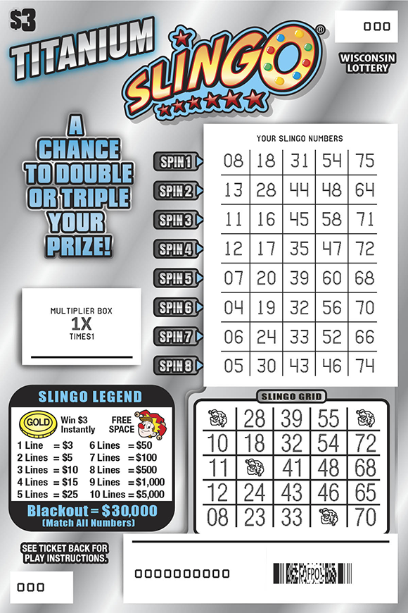 TITANIUM SLINGO WI Scratch Game - Scratched Wisconsin Scratch Game, TITANIUM SLINGO, scratched.