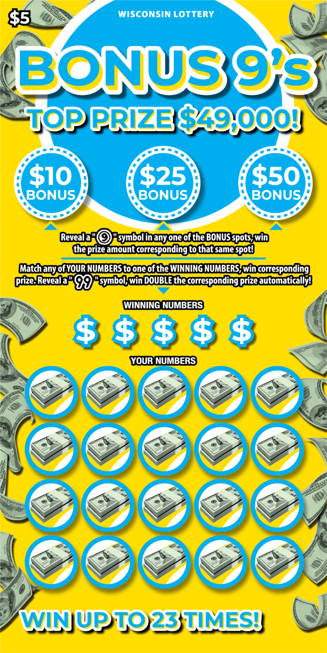 Bonus 9's WI Scratch Game Wisconsin Scratch Game, Bonus 9's.
