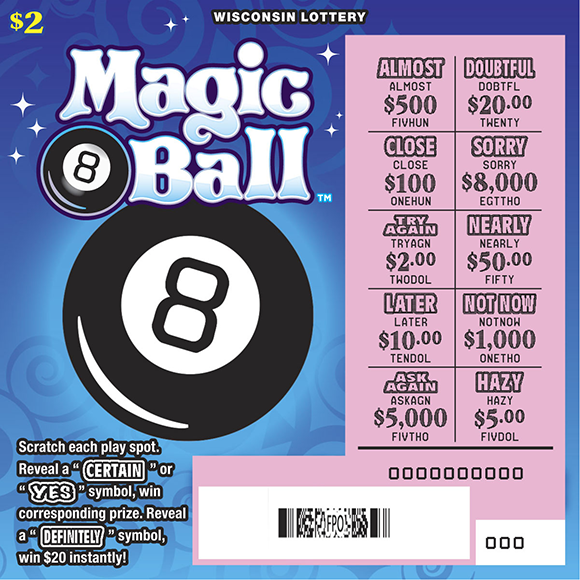 Wisconsin Scratch Game, Magic 8 Ball™, scratched.