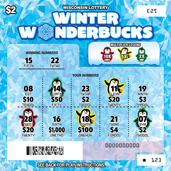 Winter Wonderbucks WI Scratch Game - Scratched Wisconsin Scratch Game, Winter Wonderbucks, scratched.