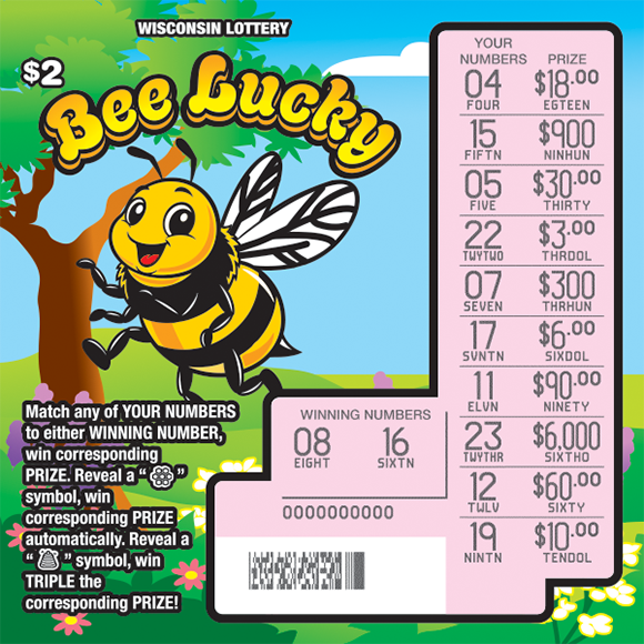 Wisconsin Scratch Game, Bee Lucky, scratched.