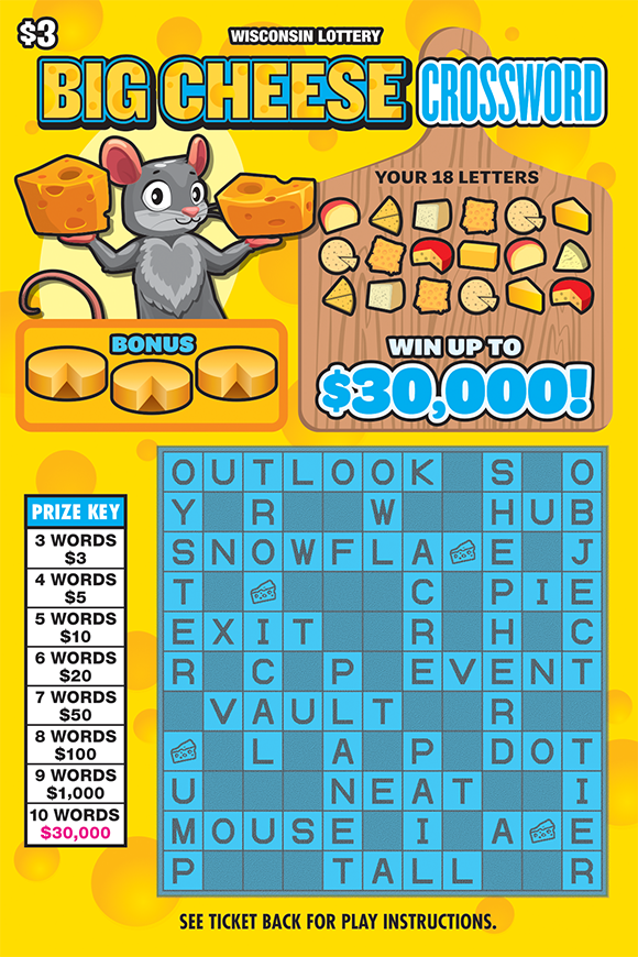 BIG CHEESE CROSSWORD scratch-off ticket