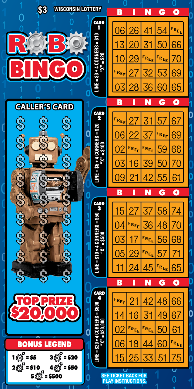 ROBO BINGO scratch-off ticket