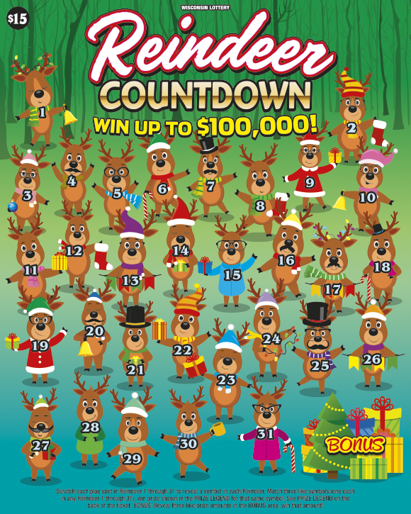 Wisconsin Scratch Game, Reindeer Countdown.