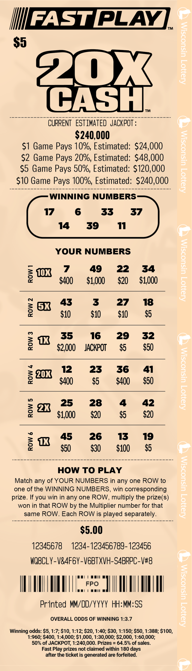 Fast Play 20X Cash